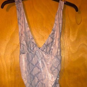 Ruched firm fitted pink snakeskin dress